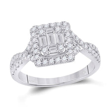 Load image into Gallery viewer, Radiant Brilliance: 14kt White Gold Baguette Diamond Cluster Ring - Splendid Jewellery