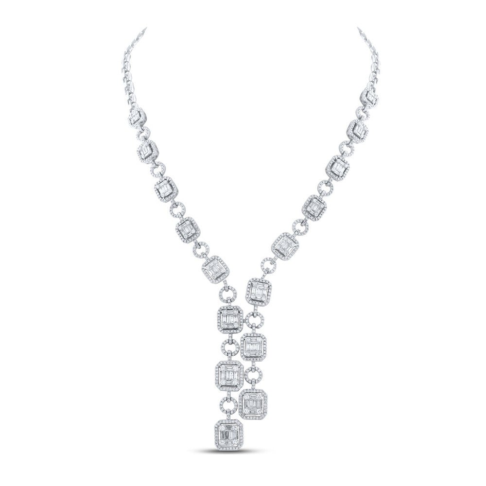 Radiant Brilliance: 14kt White Gold Baguette Diamond Fashion Necklace - Splendid Jewellery