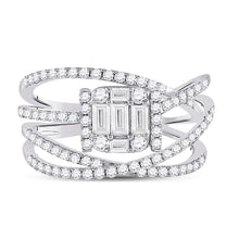 Load image into Gallery viewer, Radiant Brilliance 14kt White Gold Baguette Diamond Fashion Ring - Front View