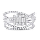 Radiant Brilliance 14kt White Gold Baguette Diamond Fashion Ring - Front View