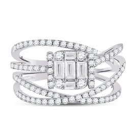 Radiant Brilliance 14kt White Gold Baguette Diamond Fashion Ring - Front View