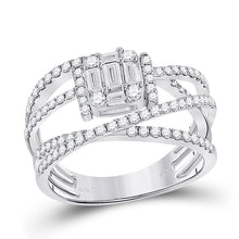Load image into Gallery viewer, Radiant Brilliance 14kt White Gold Baguette Diamond Fashion Ring - Top View