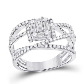 Radiant Brilliance 14kt White Gold Baguette Diamond Fashion Ring - Top View