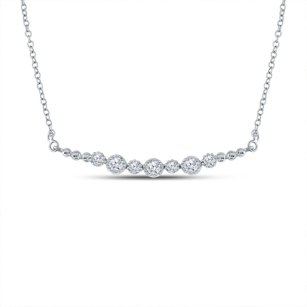 Radiant Brilliance: 14kt White Gold Diamond Bar Necklace - Splendid Jewellery