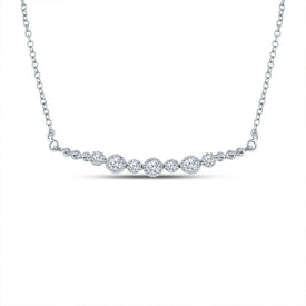 Radiant Brilliance: 14kt White Gold Diamond Bar Necklace - Splendid Jewellery