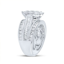Load image into Gallery viewer, Radiant Brilliance: 14kt White Gold Diamond Cluster Bridal Wedding Ring - Top View