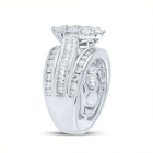 Radiant Brilliance: 14kt White Gold Diamond Cluster Bridal Wedding Ring - Top View