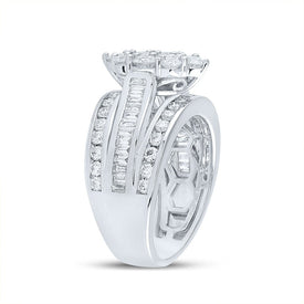 Radiant Brilliance: 14kt White Gold Diamond Cluster Bridal Wedding Ring - Top View