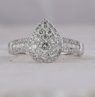 Radiant Brilliance 14kt White Gold Diamond Cluster Bridal Wedding Ring - Front View