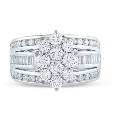 Load image into Gallery viewer, Radiant Brilliance: 14kt White Gold Diamond Cluster Bridal Wedding Ring - Side View
