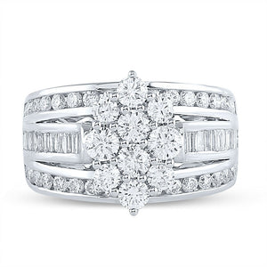 Radiant Brilliance: 14kt White Gold Diamond Cluster Bridal Wedding Ring - Splendid Jewellery