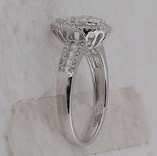 Load image into Gallery viewer, Radiant Brilliance 14kt White Gold Diamond Cluster Bridal Wedding Ring - Side View