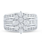 Radiant Brilliance: 14kt White Gold Diamond Cluster Bridal Wedding Ring - Splendid Jewellery