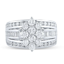 Load image into Gallery viewer, Radiant Brilliance: 14kt White Gold Diamond Cluster Bridal Wedding Ring - Splendid Jewellery