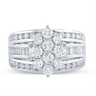 Radiant Brilliance: 14kt White Gold Diamond Cluster Bridal Wedding Ring - Splendid Jewellery