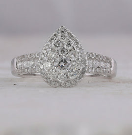 Radiant Brilliance 14kt White Gold Diamond Cluster Bridal Wedding Ring - Splendid Jewellery