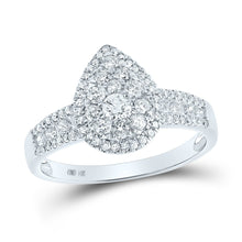 Load image into Gallery viewer, Radiant Brilliance 14kt White Gold Diamond Cluster Bridal Wedding Ring - Top View