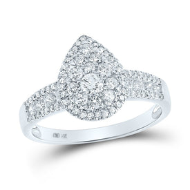 Radiant Brilliance 14kt White Gold Diamond Cluster Bridal Wedding Ring - Top View