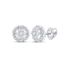 Load image into Gallery viewer, Radiant Brilliance: 14kt White Gold Diamond Cluster Earrings - Splendid Jewellery