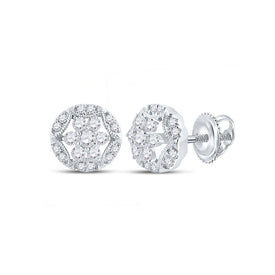 Radiant Brilliance: 14kt White Gold Diamond Cluster Earrings - Splendid Jewellery