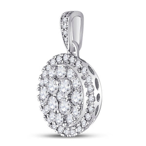 Radiant Brilliance: 14kt White Gold Diamond Cluster Pendant - Splendid Jewellery