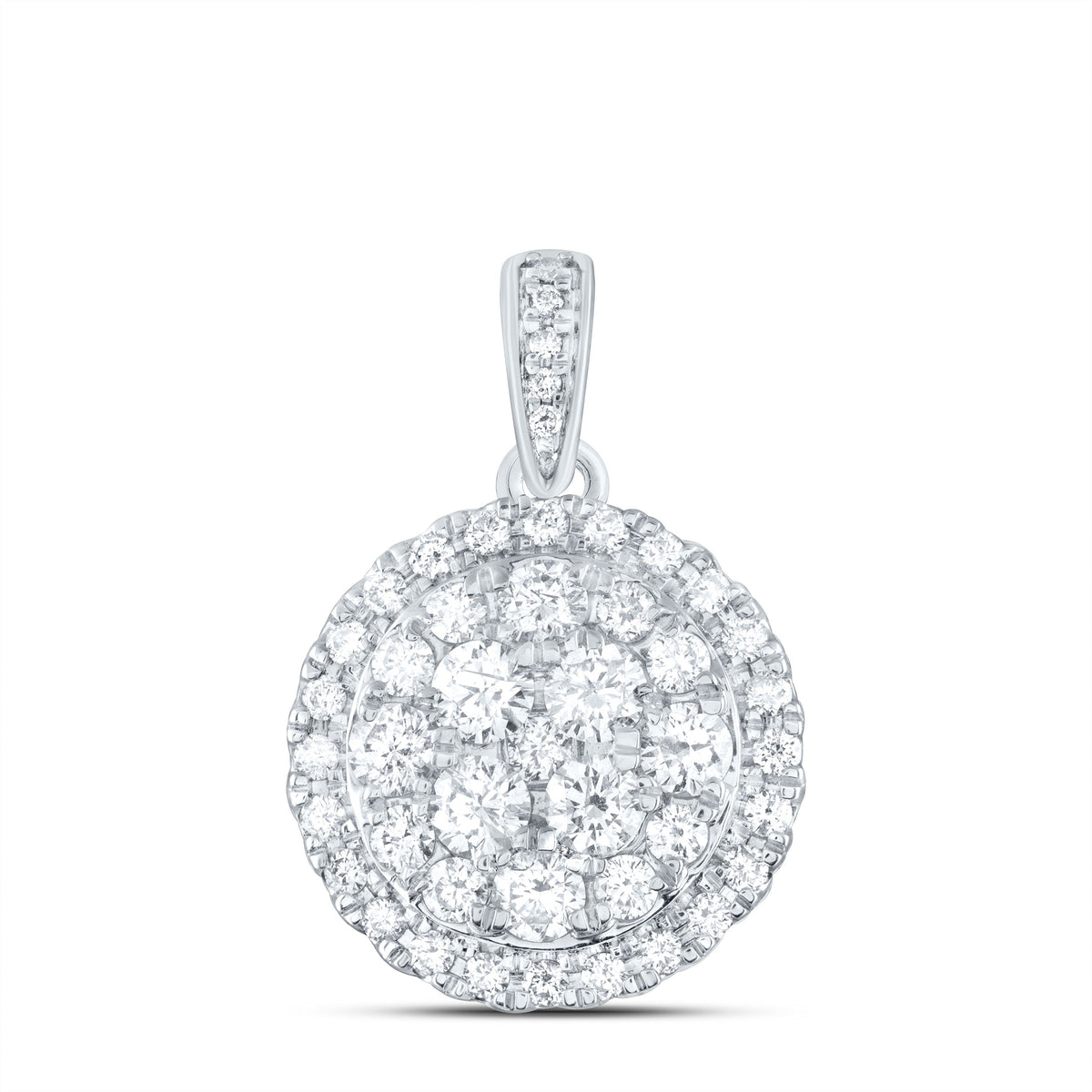 Radiant Brilliance: 14kt White Gold Diamond Cluster Pendant - Splendid Jewellery
