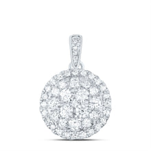 Load image into Gallery viewer, Radiant Brilliance: 14kt White Gold Diamond Cluster Pendant  Top View from Splendid Jewellery