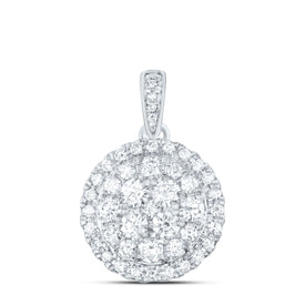 Radiant Brilliance: 14kt White Gold Diamond Cluster Pendant  Top View from Splendid Jewellery
