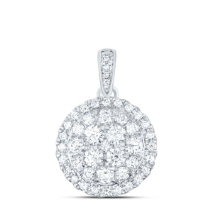 Radiant Brilliance: 14kt White Gold Diamond Cluster Pendant - Splendid Jewellery