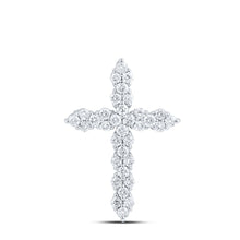 Load image into Gallery viewer, Radiant Brilliance: 14kt White Gold Diamond Cross Pendant - Top View