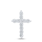 Radiant Brilliance: 14kt White Gold Diamond Cross Pendant - Top View