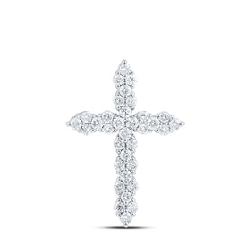 Radiant Brilliance: 14kt White Gold Diamond Cross Pendant - Top View