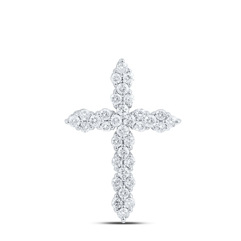 Radiant Brilliance: 14kt White Gold Diamond Cross Pendant - Splendid Jewellery