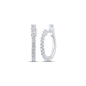 Radiant Brilliance: 14kt White Gold Diamond Hoop Earrings - Splendid Jewellery