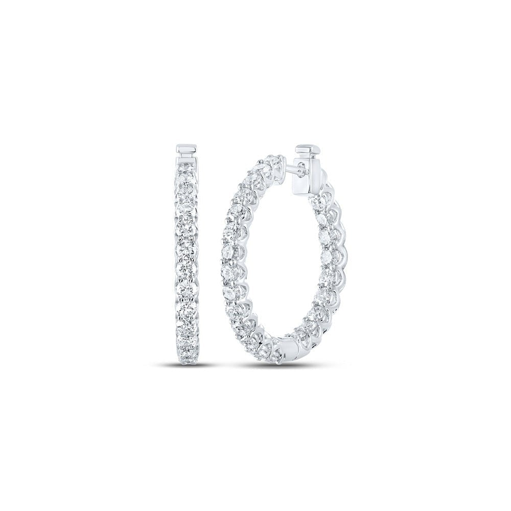 Radiant Brilliance: 14kt White Gold Diamond Hoop Earrings - Splendid Jewellery