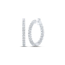 Load image into Gallery viewer, Radiant Brilliance: 14kt White Gold Diamond Hoop Earrings - Splendid Jewellery