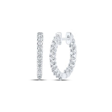 Load image into Gallery viewer, Radiant Brilliance: 14kt White Gold Diamond Inside Outside Hoop Earrings - Splendid Jewellery