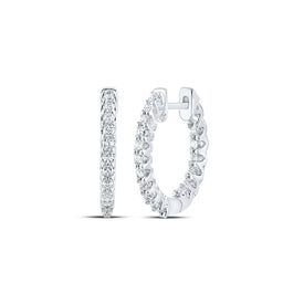 Radiant Brilliance: 14kt White Gold Diamond Inside Outside Hoop Earrings - Splendid Jewellery