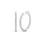 Radiant Brilliance: 14kt White Gold Diamond Inside Outside Hoop Earrings - Splendid Jewellery