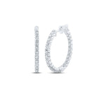 Radiant Brilliance: 14kt White Gold Diamond Inside Outside Hoop Earrings - Splendid Jewellery
