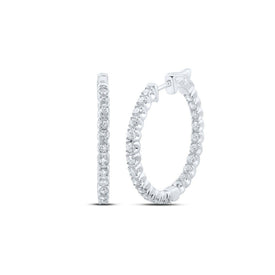 Radiant Brilliance: 14kt White Gold Diamond Inside Outside Hoop Earrings - Splendid Jewellery