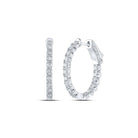 Radiant Brilliance: 14kt White Gold Diamond Inside Outside Hoop Earrings - Splendid Jewellery