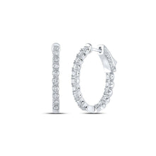 Load image into Gallery viewer, Radiant Brilliance: 14kt White Gold Diamond Inside Outside Hoop Earrings - Splendid Jewellery