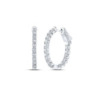 Radiant Brilliance: 14kt White Gold Diamond Inside Outside Hoop Earrings - Splendid Jewellery