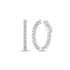 Radiant Brilliance: 14kt White Gold Diamond Inside Outside Hoop Earrings - Splendid Jewellery