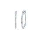 Radiant Brilliance: 14kt White Gold Diamond Inside Outside Hoop Earrings - Splendid Jewellery