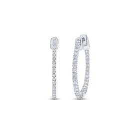 Radiant Brilliance: 14kt White Gold Diamond Inside Outside Hoop Earrings - Splendid Jewellery