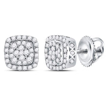 Load image into Gallery viewer, Radiant Brilliance: 14kt White Gold Diamond Square Frame Cluster Earrings - Splendid Jewellery