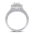 Radiant Brilliance: 14kt White Gold Princess Diamond Halo Bridal Wedding Engagement Ring 1 - 1/2 Cttw - Splendid Jewellery