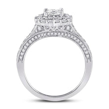 Load image into Gallery viewer, Radiant Brilliance: 14kt White Gold Princess Diamond Halo Bridal Wedding Engagement Ring 1 - 1/2 Cttw - Splendid Jewellery
